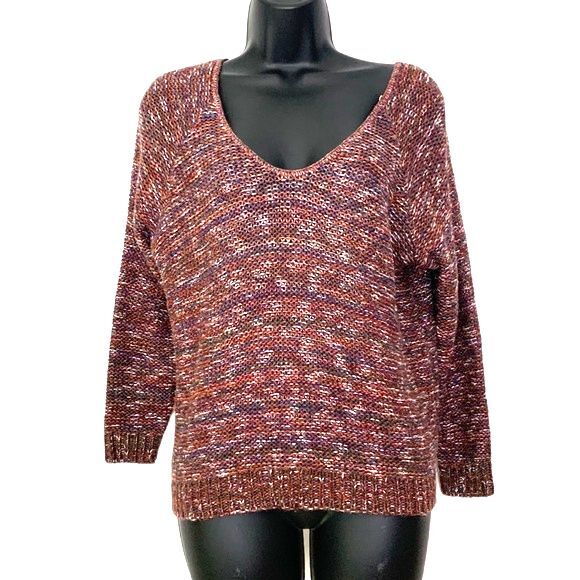 14th & Union Confetti Open Back Sweater Mauve Size XSMALL Petite - Picture 3 of 10
